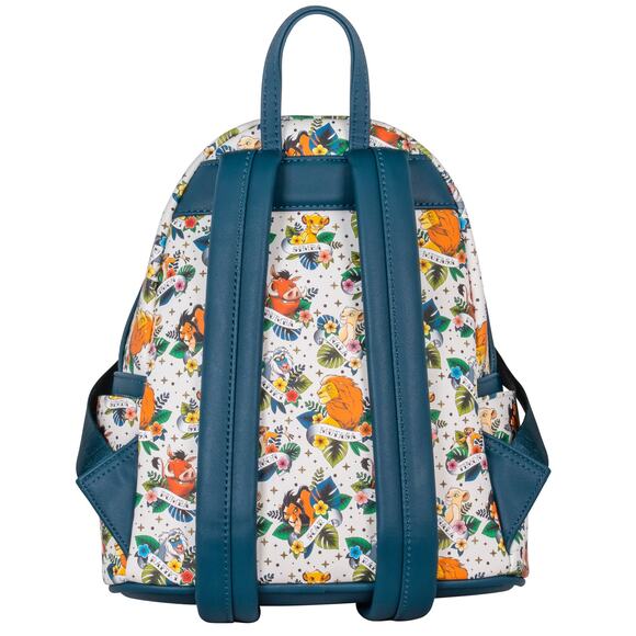NWT Loungefly Lion King AOP Tattoo Floral Mini Backpack - Picture 4 of 8